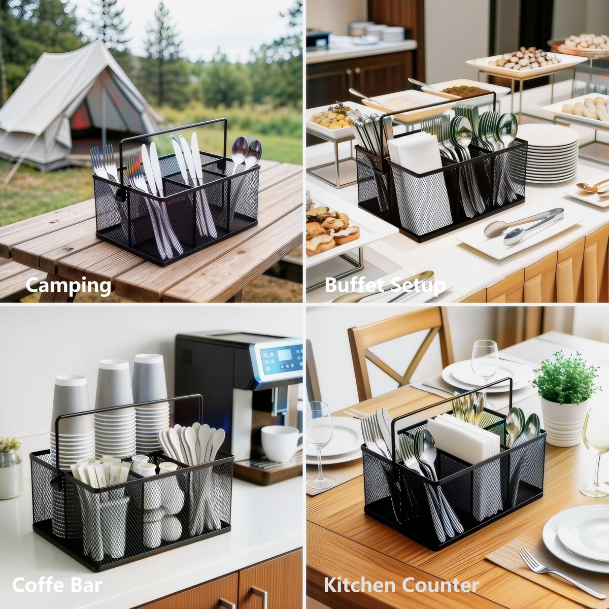 Neudeco Utensil Holder Set of 3, Black