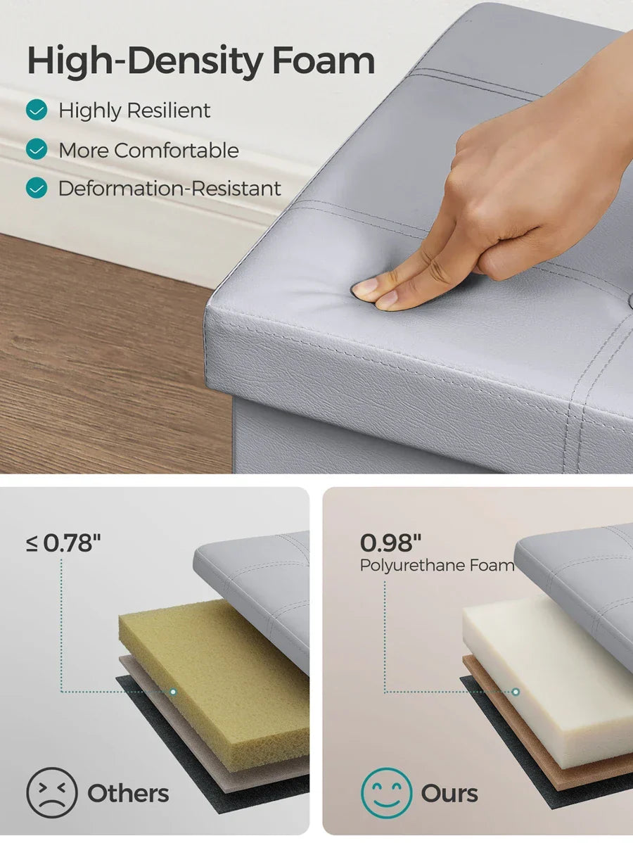 SONGMICS 43 Inches Folding Storage Ottoman Bench Storage