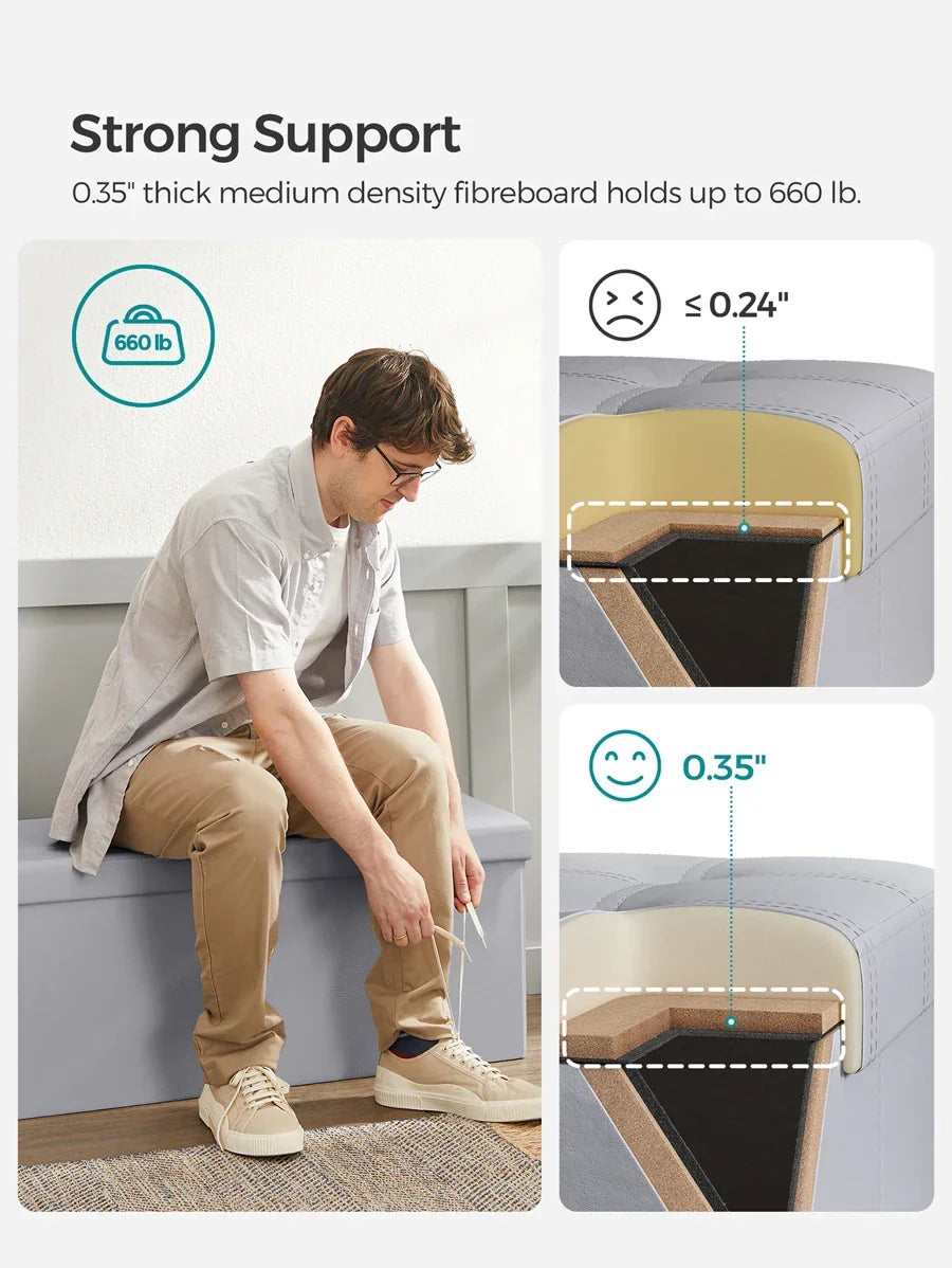 SONGMICS 43 Inches Folding Storage Ottoman Bench Storage