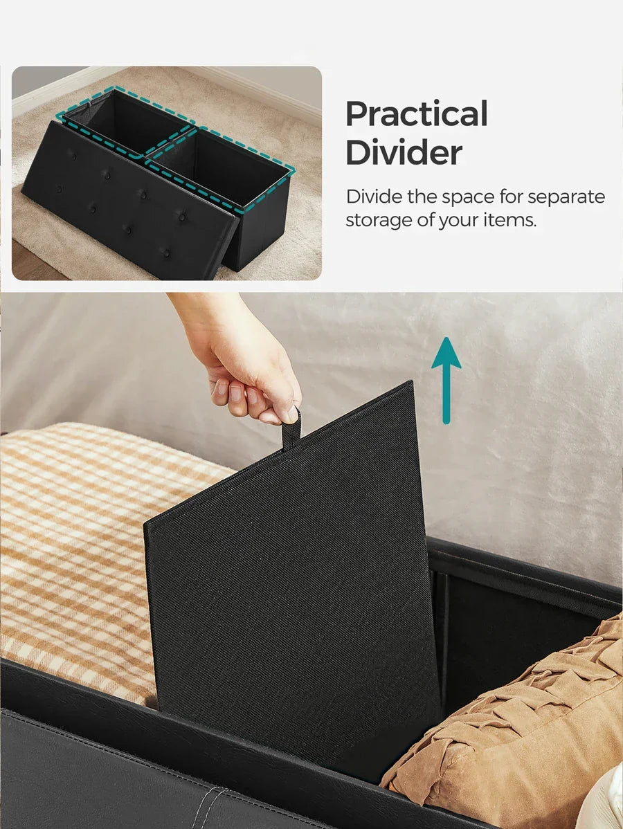 SONGMICS 43 Inches Folding Storage Ottoman Bench Storage