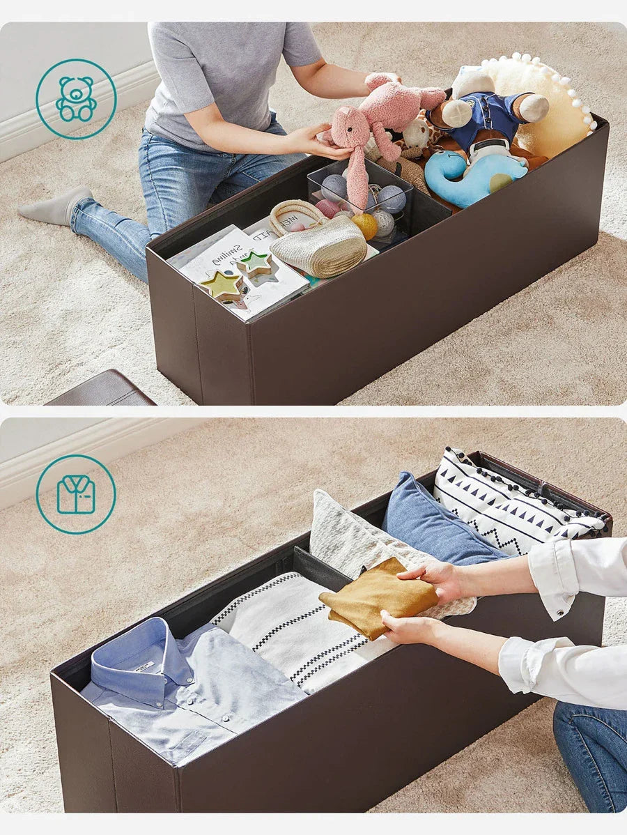 SONGMICS 43 Inches Folding Storage Ottoman Bench Storage