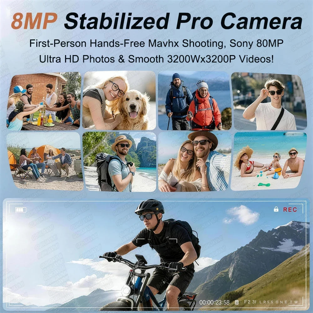 2026 New 32G Memory 800W 4K Camera Smart Glasses Men Photos&Videos 3600mAh Power Bank 120+Languages Translation AI Glasses Women