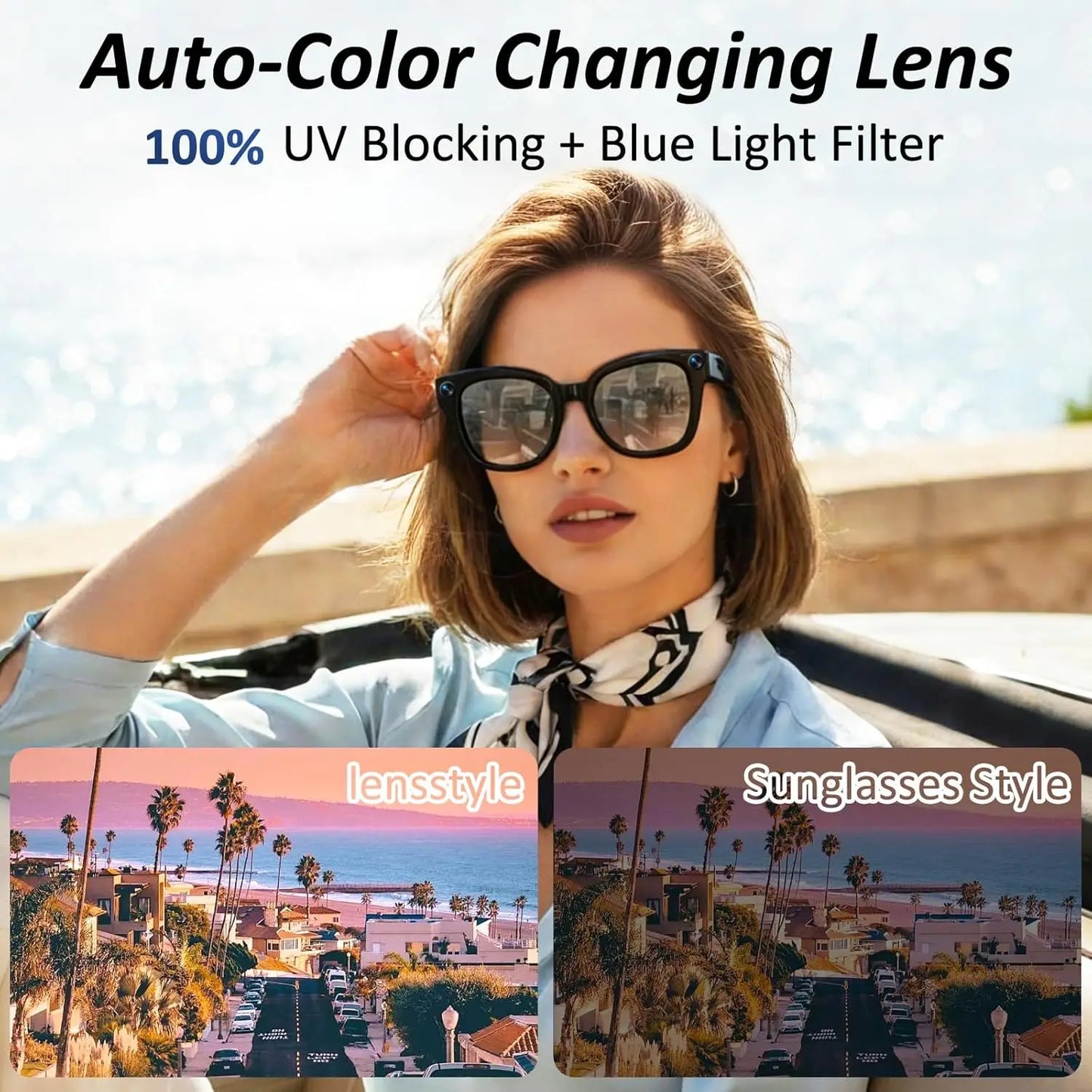 2026 New 3600mAh Large Capacity Smart Glasses 800W Pixel Anti-shake Camera 120+Language Translation Video Recording Call Glasses