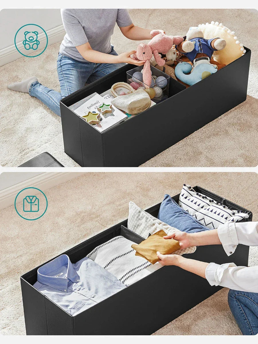 SONGMICS 43 Inches Folding Storage Ottoman Bench Storage