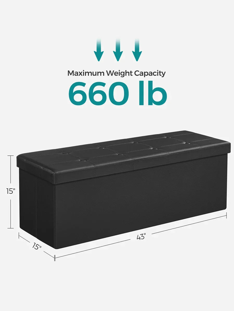 SONGMICS 43 Inches Folding Storage Ottoman Bench Storage