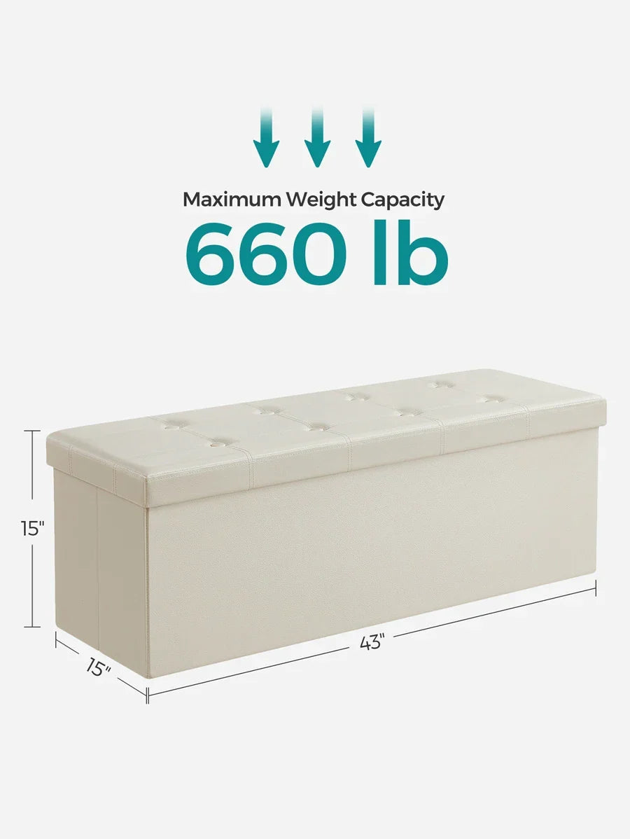 SONGMICS 43 Inches Folding Storage Ottoman Bench Storage