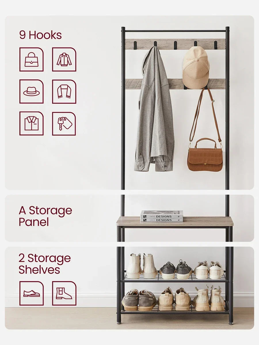 VASAGLE Coat Rack, Hall Tree With Shoe Storage Bench