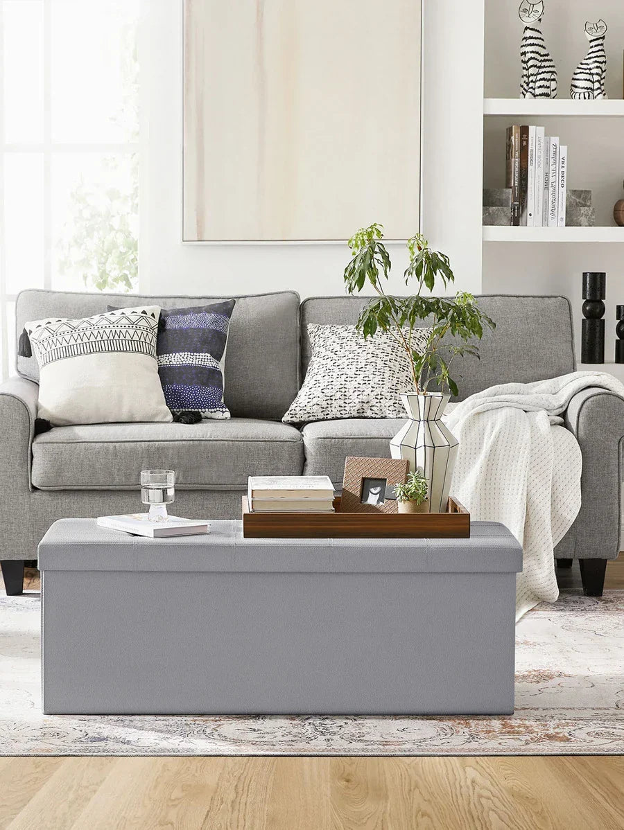 SONGMICS 43 Inches Folding Storage Ottoman Bench Storage
