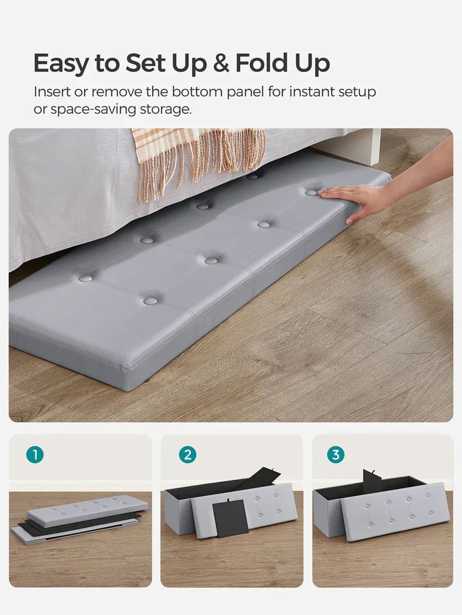 SONGMICS 43 Inches Folding Storage Ottoman Bench Storage