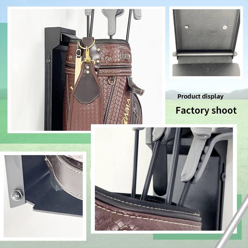 Snavya Wall-Mounted Golf Bag Rack – Waterproof Leather Golf Equipment Storage Organizer with Golf Club Holder