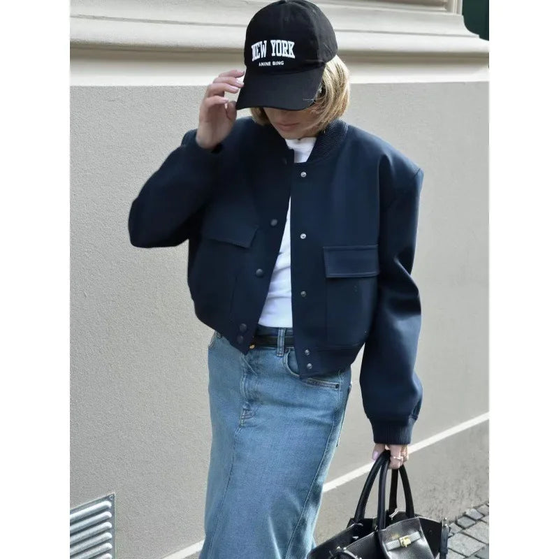 MUJER 2025 Cropped Bomber Jacket