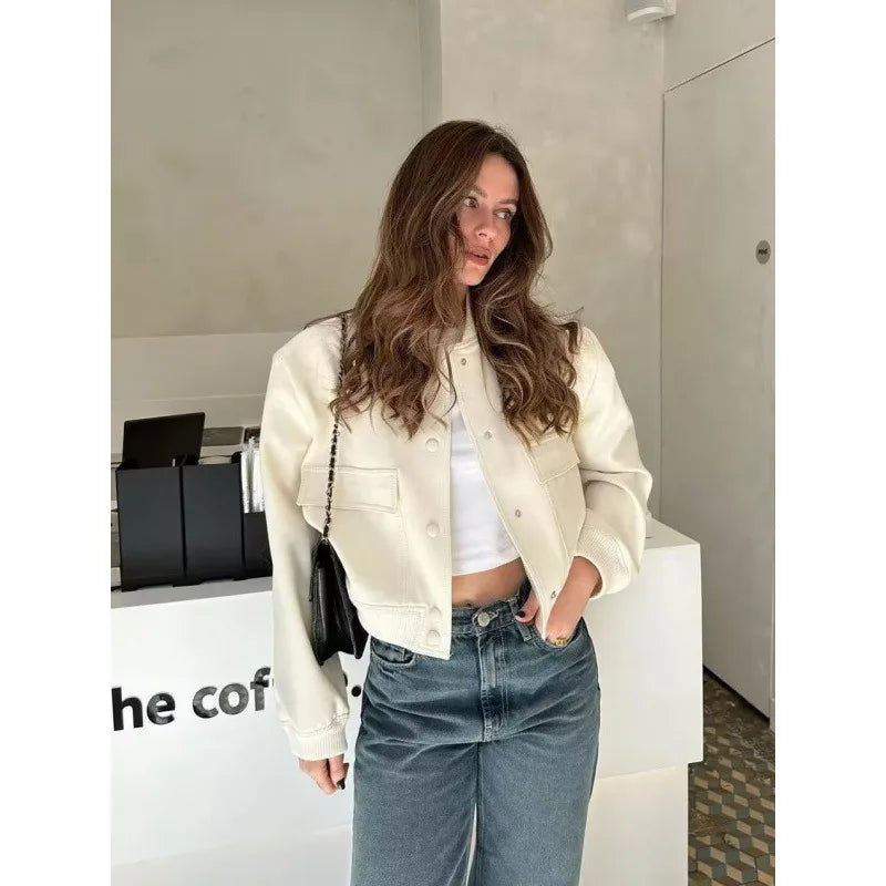 MUJER 2025 Cropped Bomber Jacket