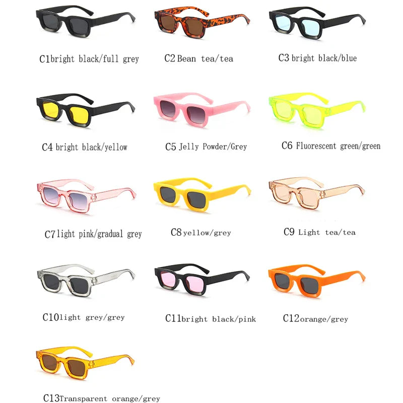 Small Rectangle Thick Frame Sunglasses