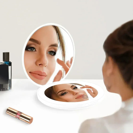 LED 1X/10X Compact Travel Mirror