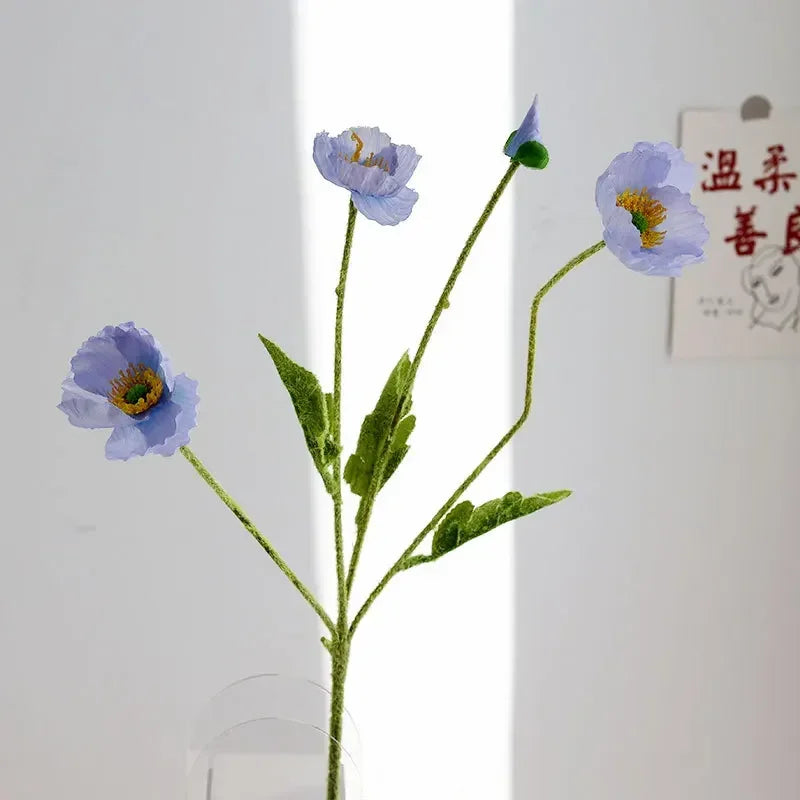 Silk Poppy Flower Branch