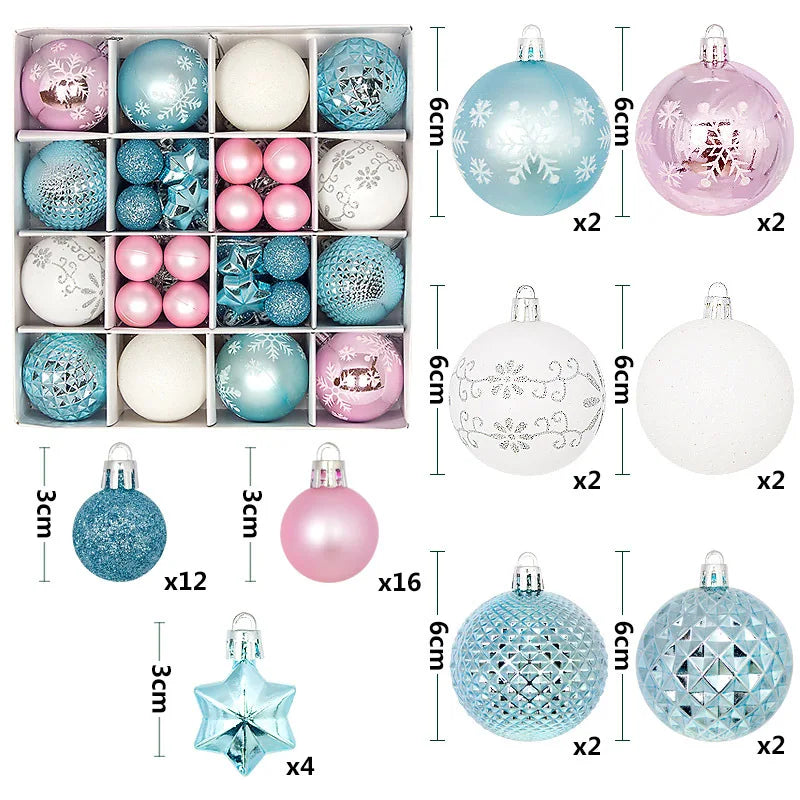 44pcs Christmas Ball Ornaments Set