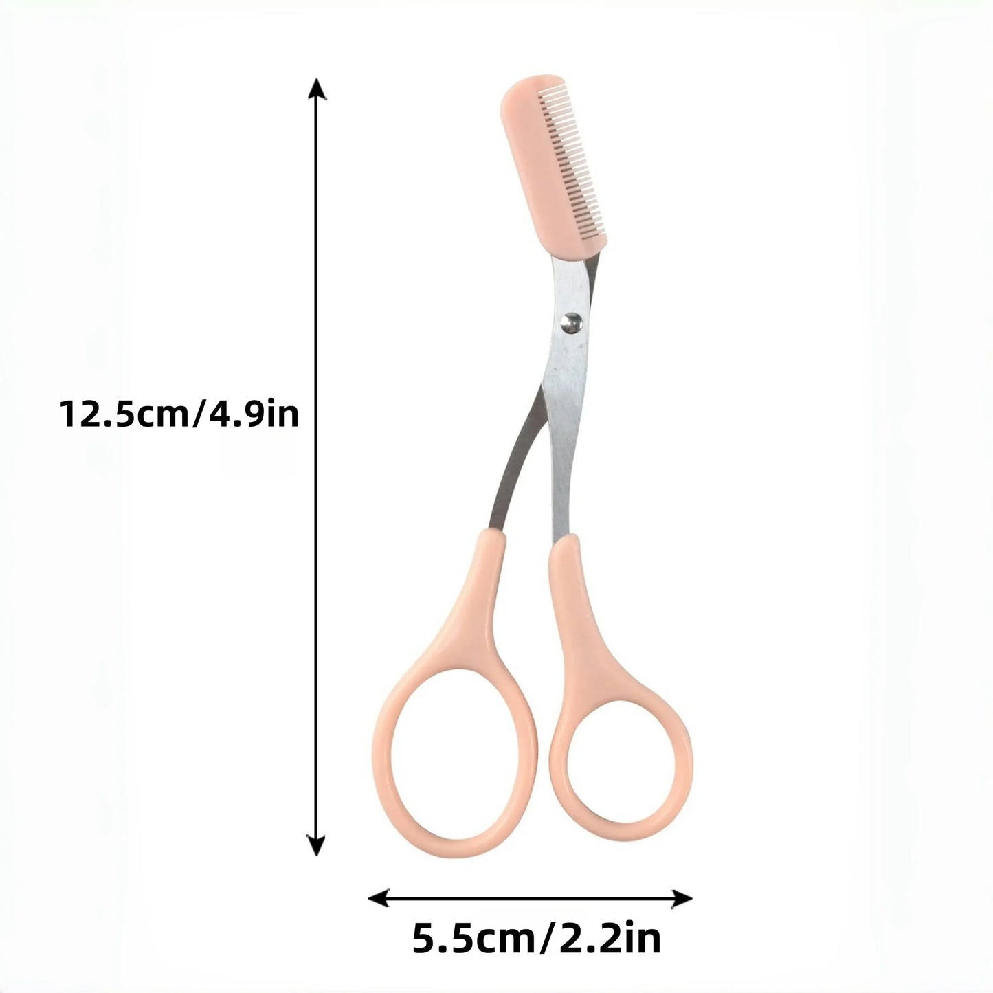 Pink Eyebrow Trimming Scissors Comb