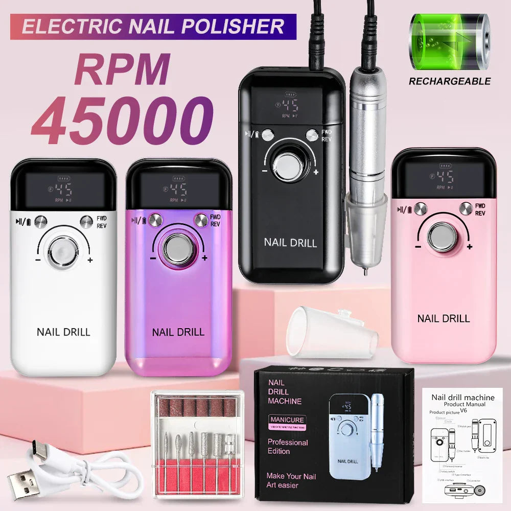 Professional 45000RPM Electric Nail Drill