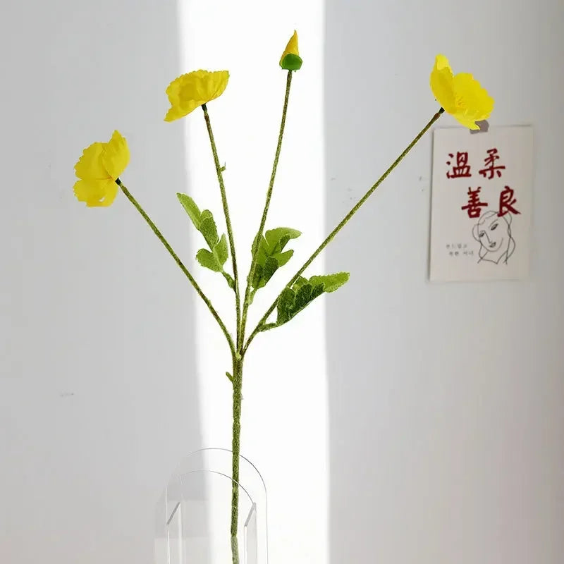 Silk Poppy Flower Branch
