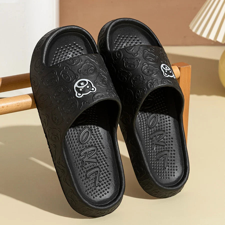 Summer Bear Print Slippers
