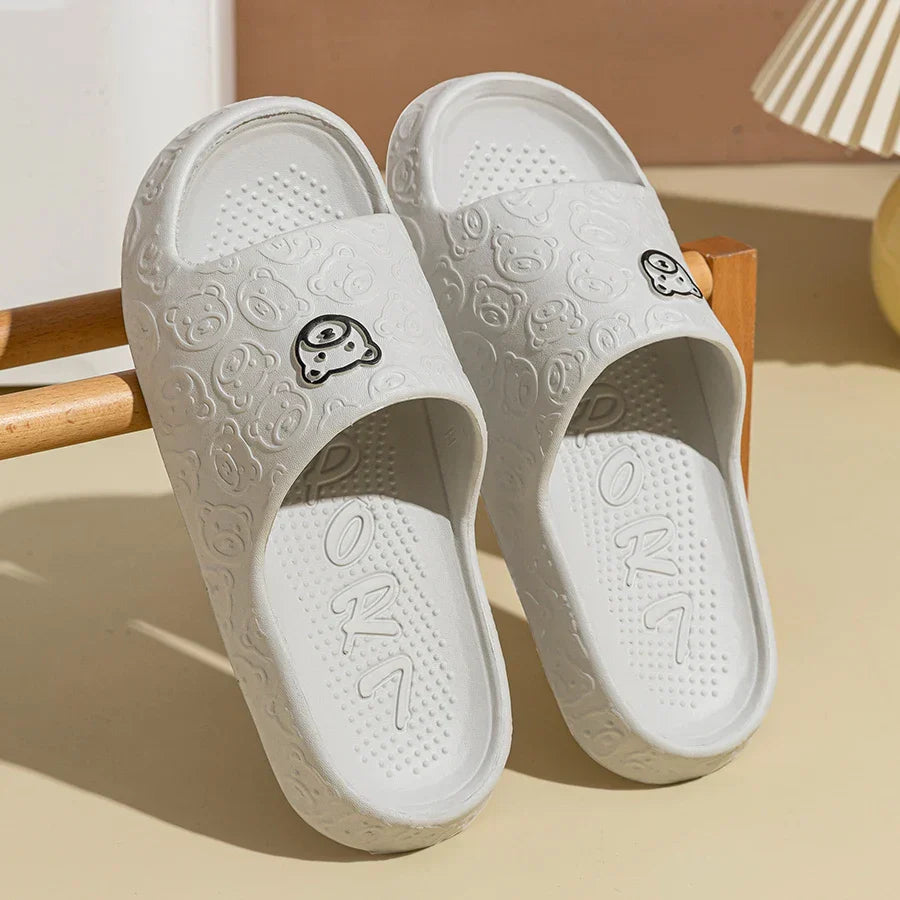 Summer Bear Print Slippers