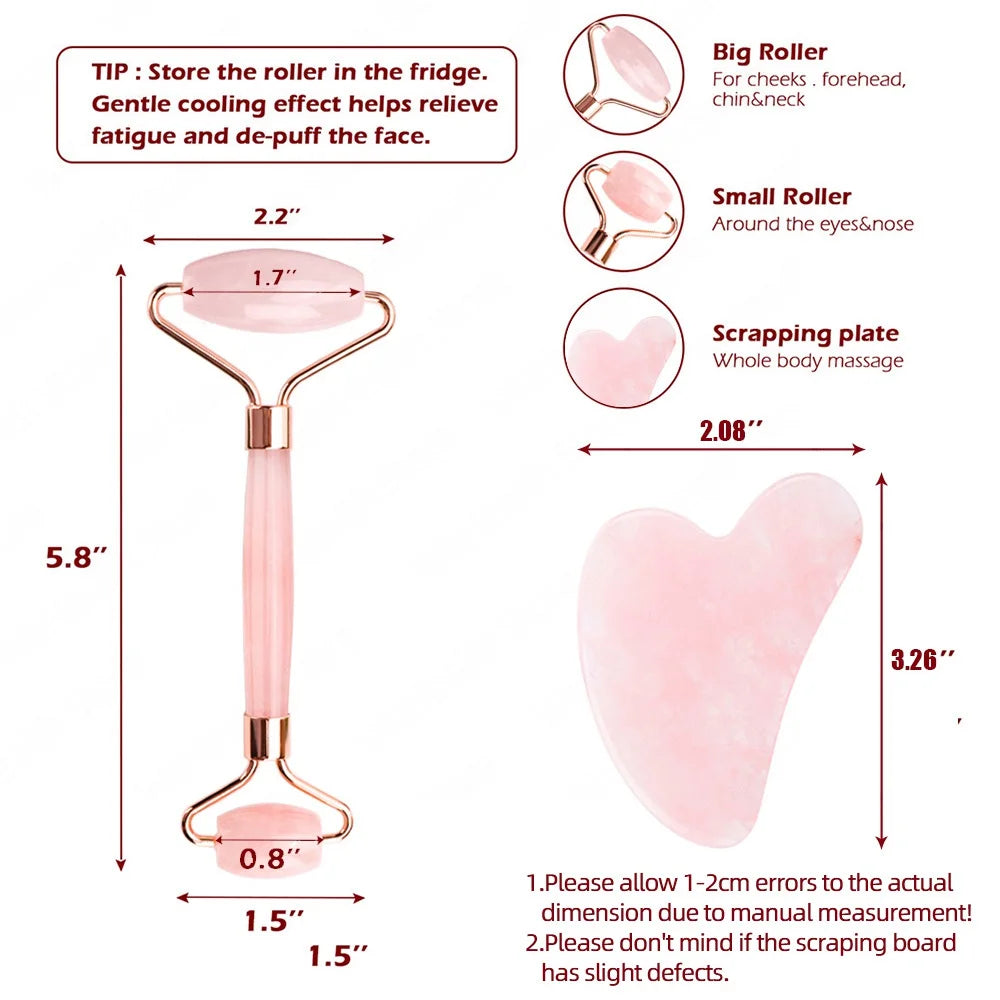 Rose Quartz Jade Roller Set