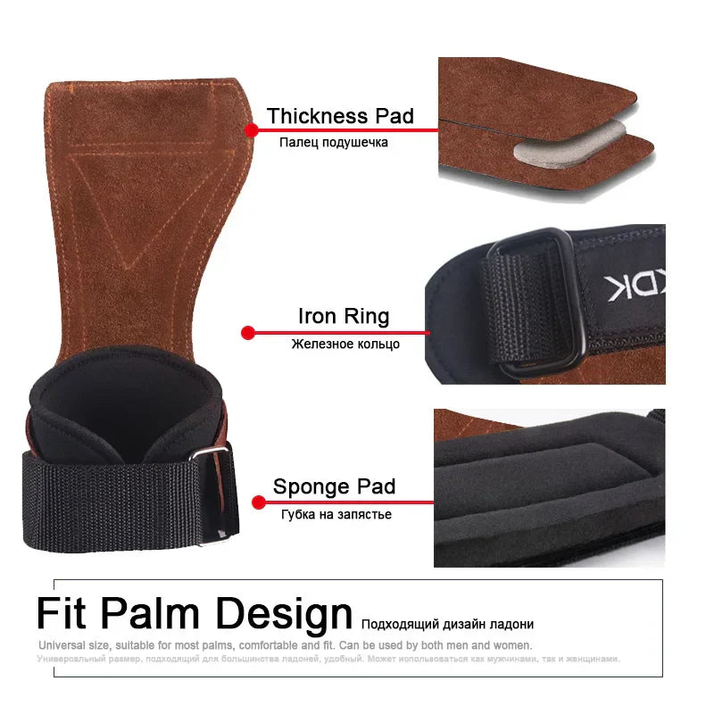 Cowhide Gym Grips with Wraps