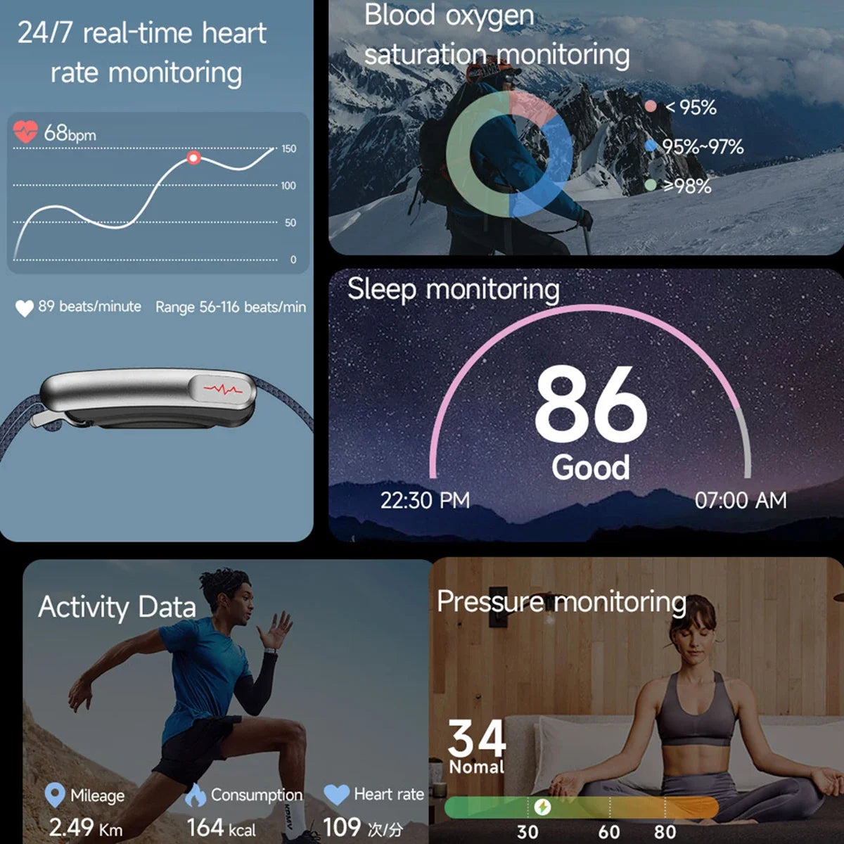 2026 New Nursing Grade Smart Bracelet VWAR Loop Life SpO2 Blood Lipid Uric Acid ECG+PPG Waterproof Band Sport Fitness Tracker