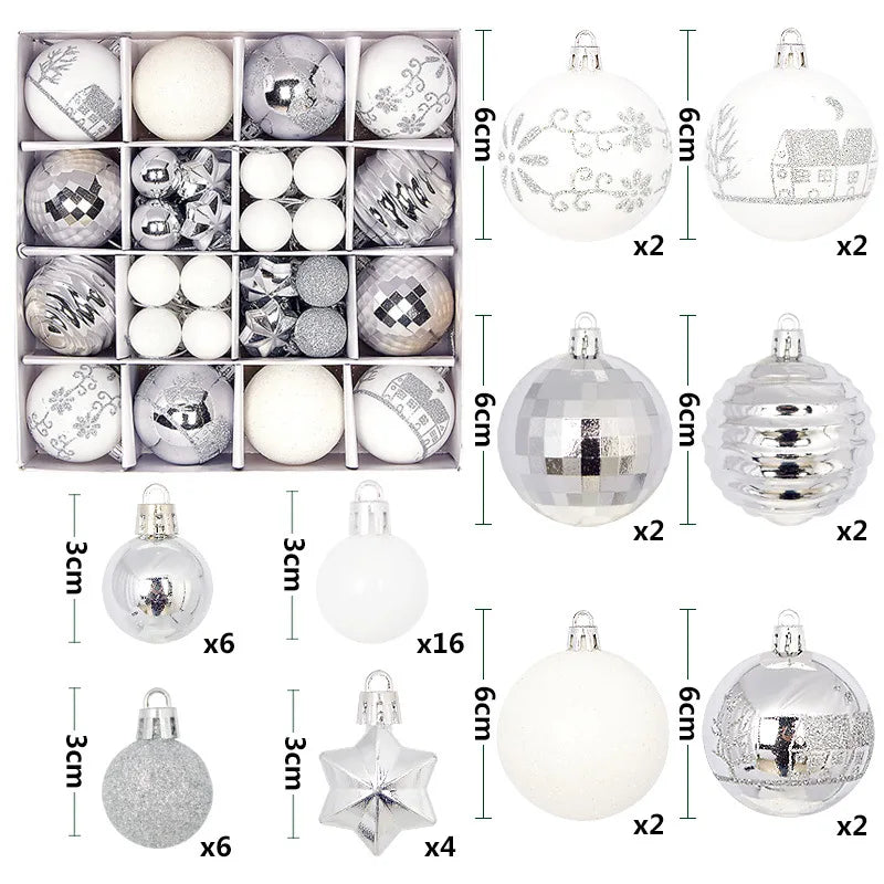 44pcs Christmas Ball Ornaments Set