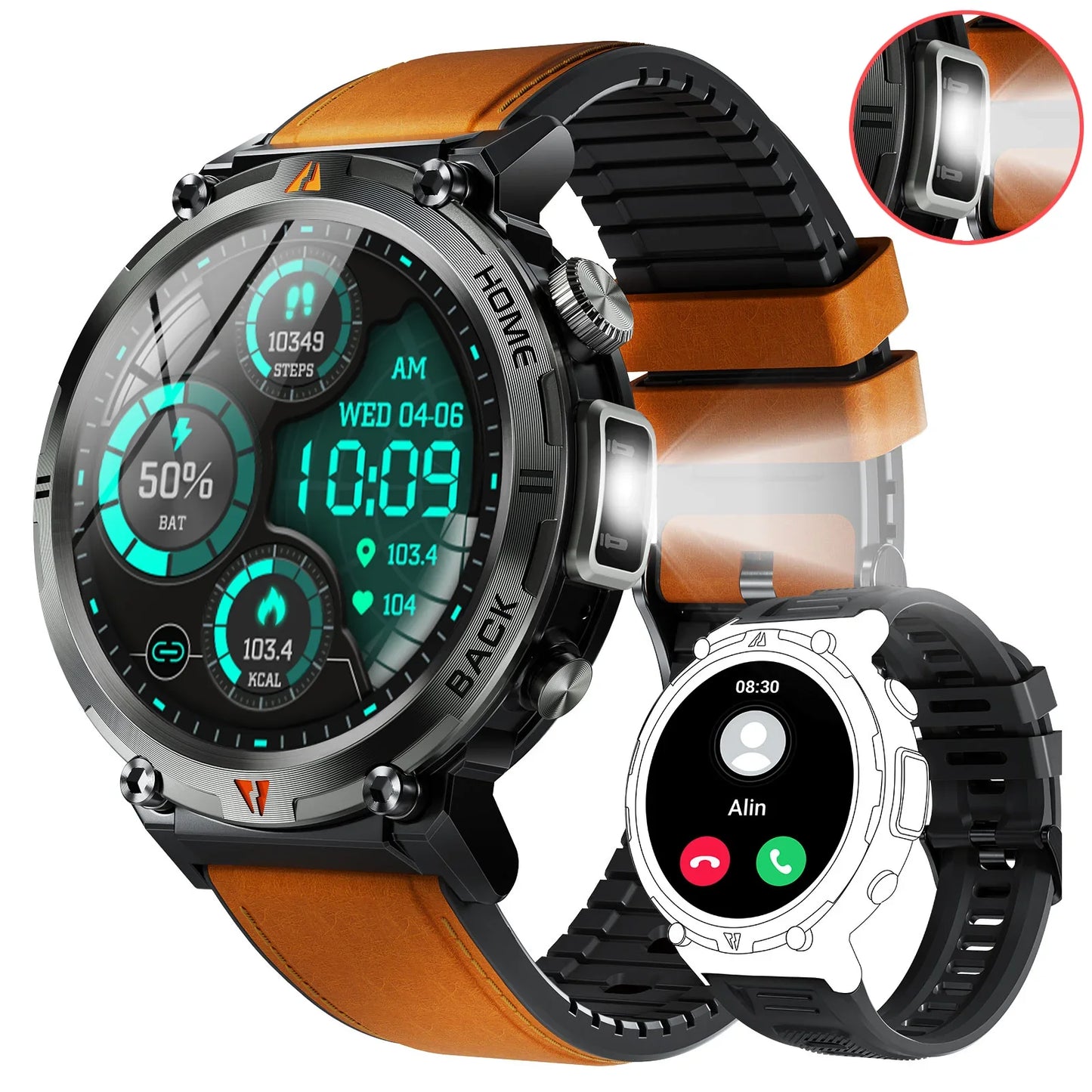 EIGIIS KE3 2025 New Bluetooth Call smartwatch for men Full Touch Screen With Health Monitor heart rate Flashlight Smart watch