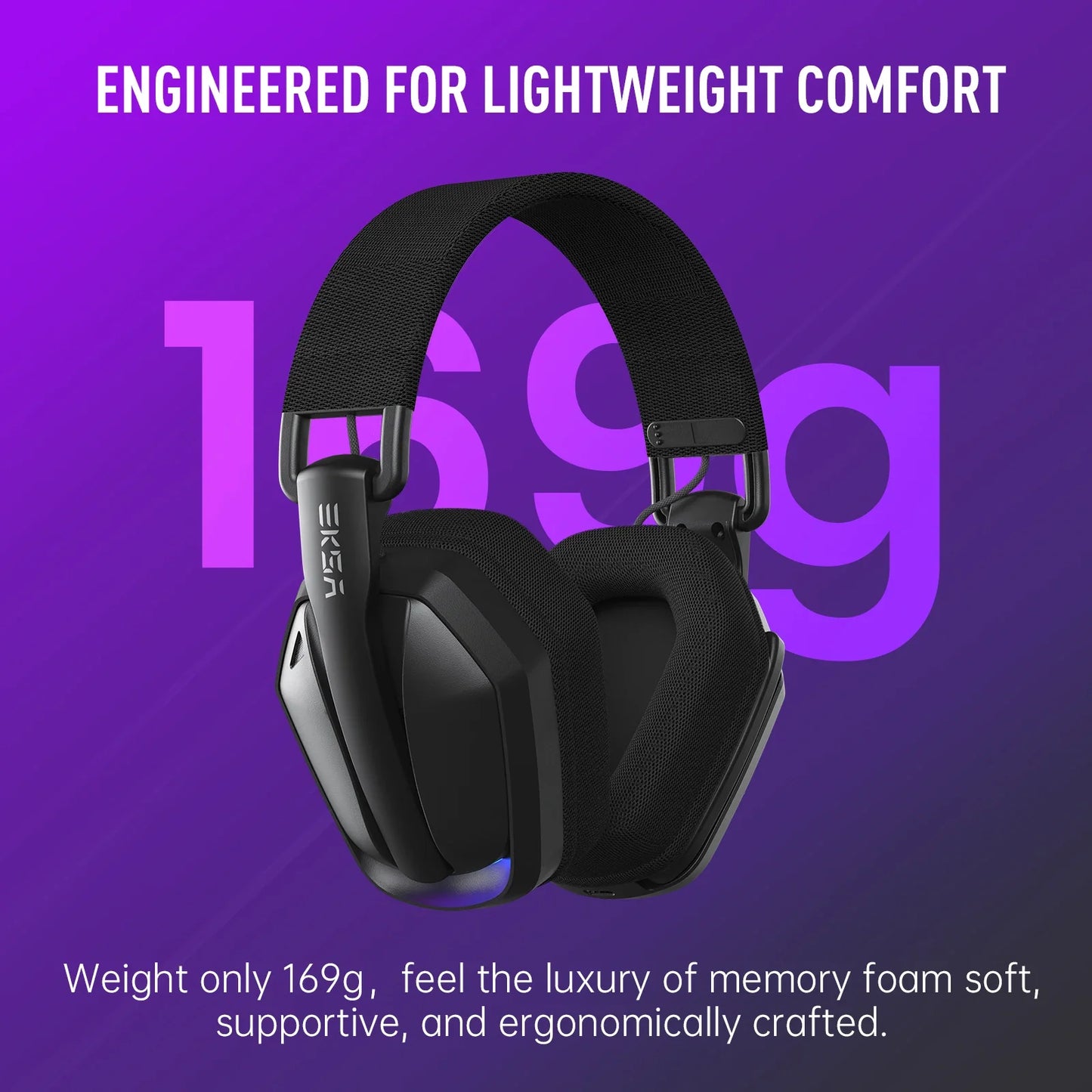 EKSA G19BT 2.4GHz Wireless Gaming Headphones Ultra-light Bluetooth 5.4 Headset Gamer with Microphone for PC/PS5/Xbox