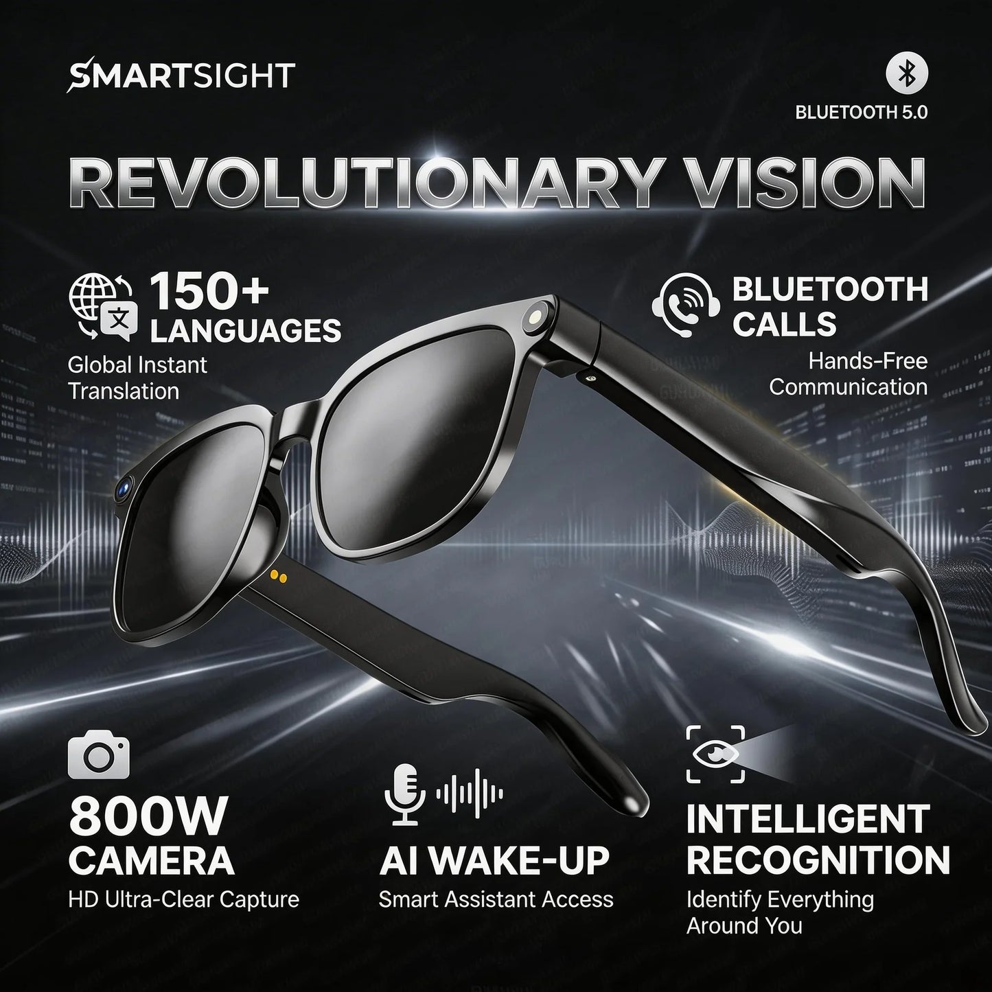 2026 4K 8MP Smart Glasses Men HD Camera 150+Language Translation ChatGPT WIFI Video Recording Bluetooth CallAudio Glasses Women