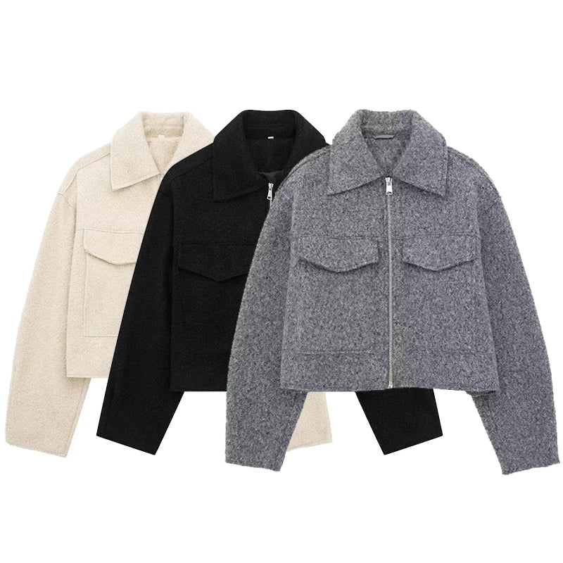 Willshela Women Vintage Zipper Jacket
