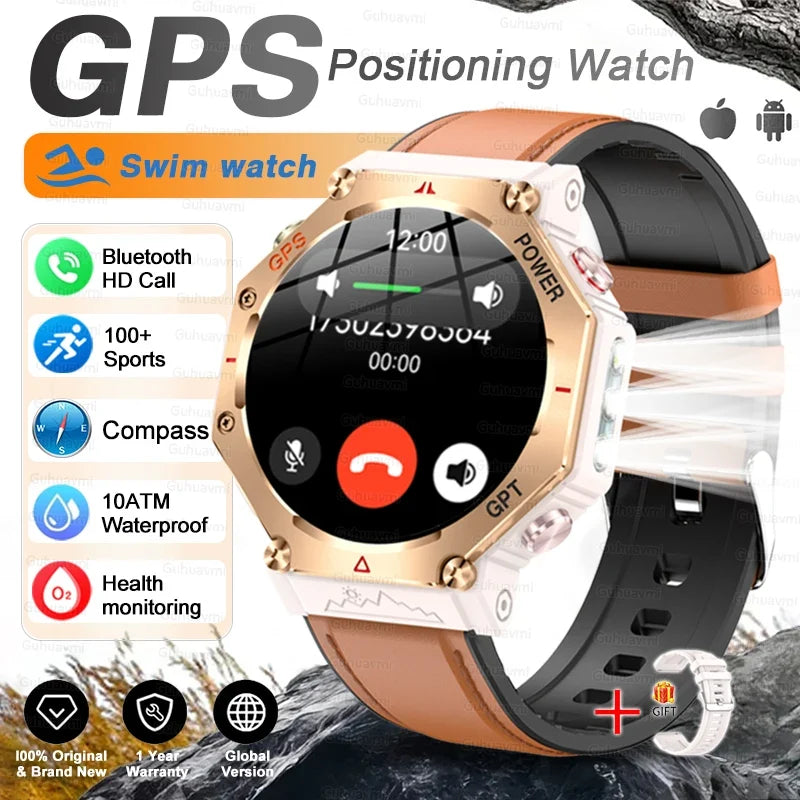 T-Rex 3 Ultra Military Grade GPS Smart Watch 10ATM Waterproof Compass Altimeter Barometric AMOLED Men HD Call Sports Smartwatch