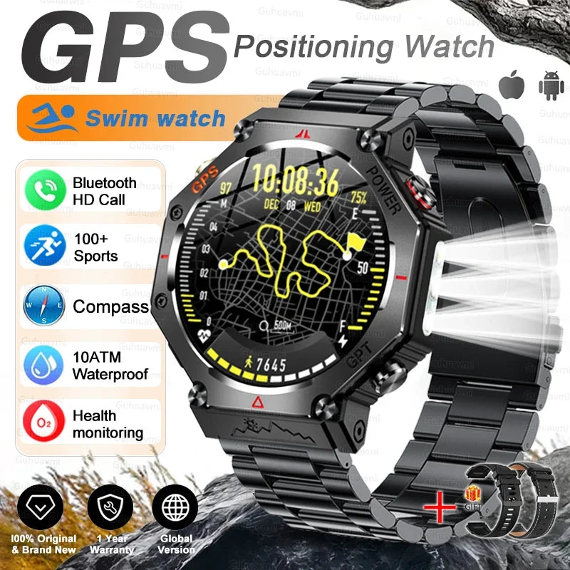 T-Rex 3 Ultra Military Grade GPS Smart Watch 10ATM Waterproof Compass Altimeter Barometric AMOLED Men HD Call Sports Smartwatch