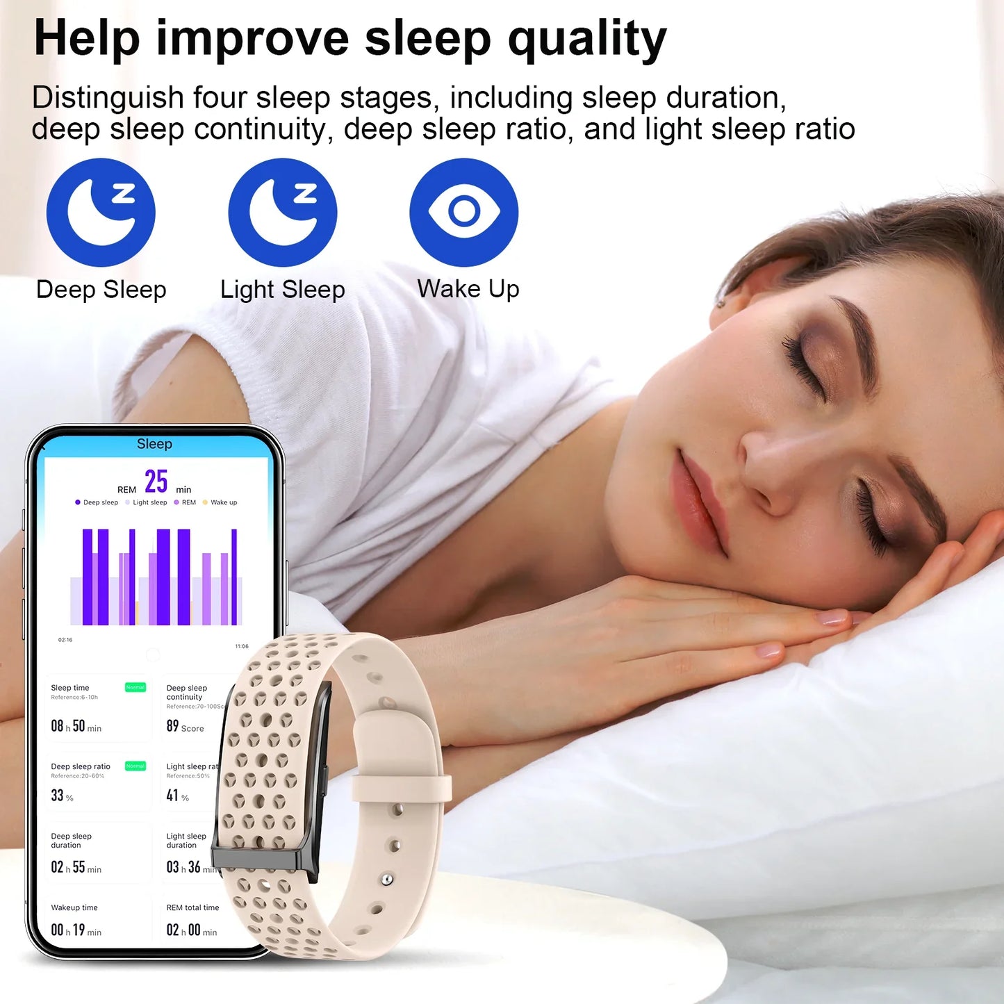 Smart Bands Heart Rate Fitness Trackers Blood Pressure Sleep Monitor 170+ Sports Waterproof Smart Wristband Free Subscription
