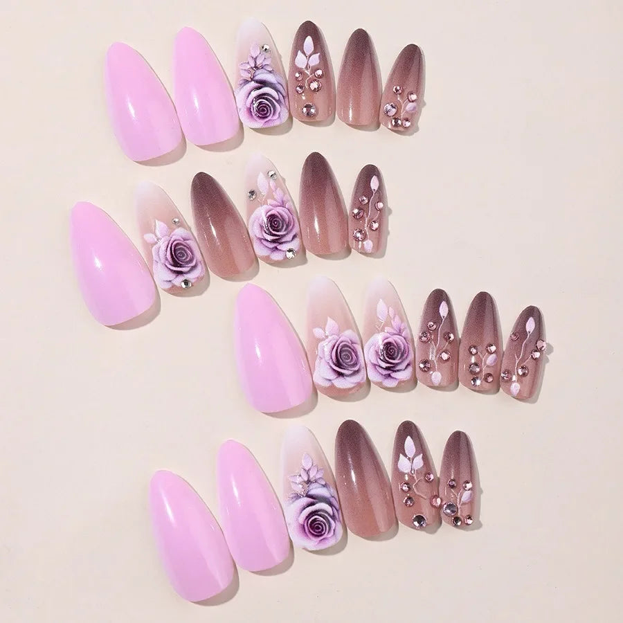 Purple Flower Press-On Nails