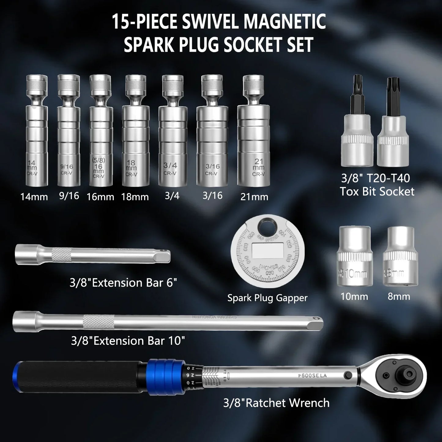 PowerFix 15-Piece Spark Plug Kit
