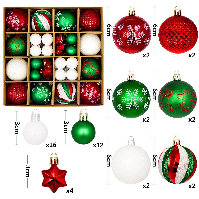 44pcs Christmas Ball Ornaments Set