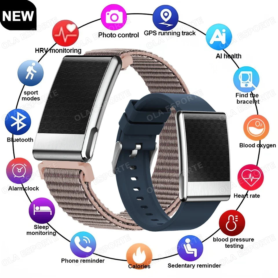 2026 NO Screen Smart Bracelet ECG+PPG SOS Heart Rate Blood Pressure Stress Temperature Sports Waterproof Screenless Smartwatch