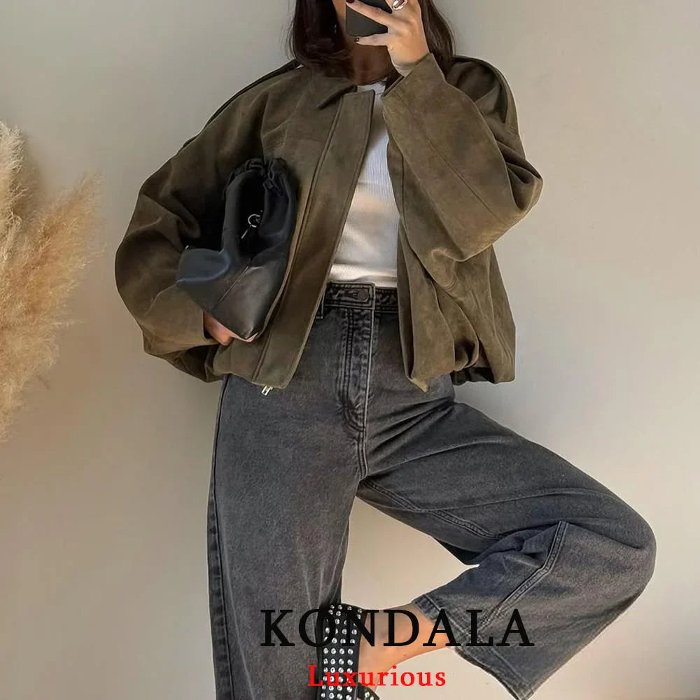 Martini Green Oversized Bomber Jacket