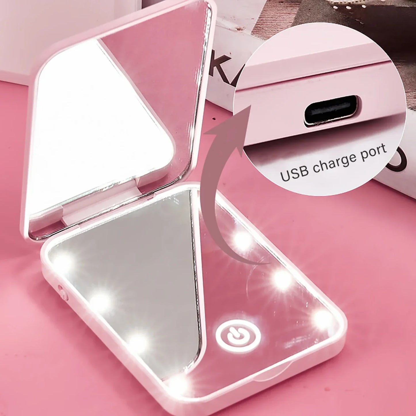 Compact Folding LED Makeup Mirror