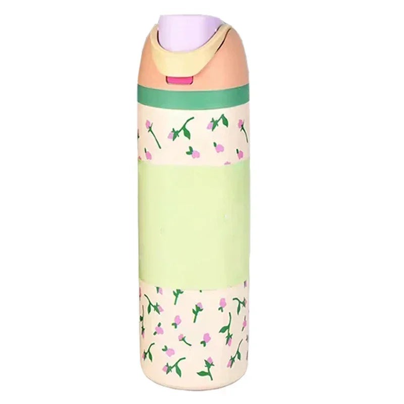 Owala Flower Black Straw Bottle