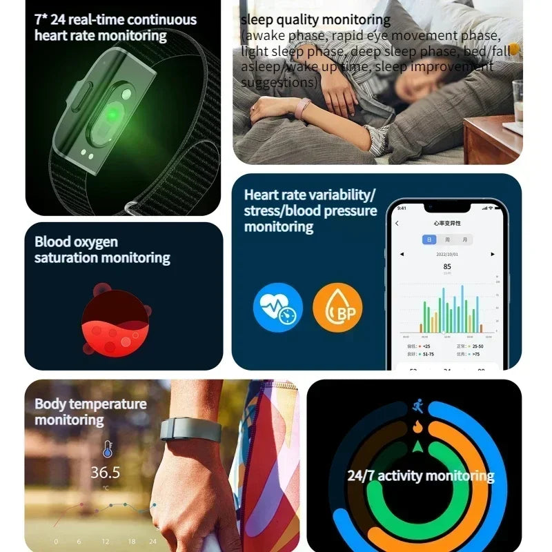 Smart Bracelet Heart Rate Blood Pressure Monitor Pedometer Waterproof Sport Fitness Tracker Men Women 2208A Electronic Bracelet