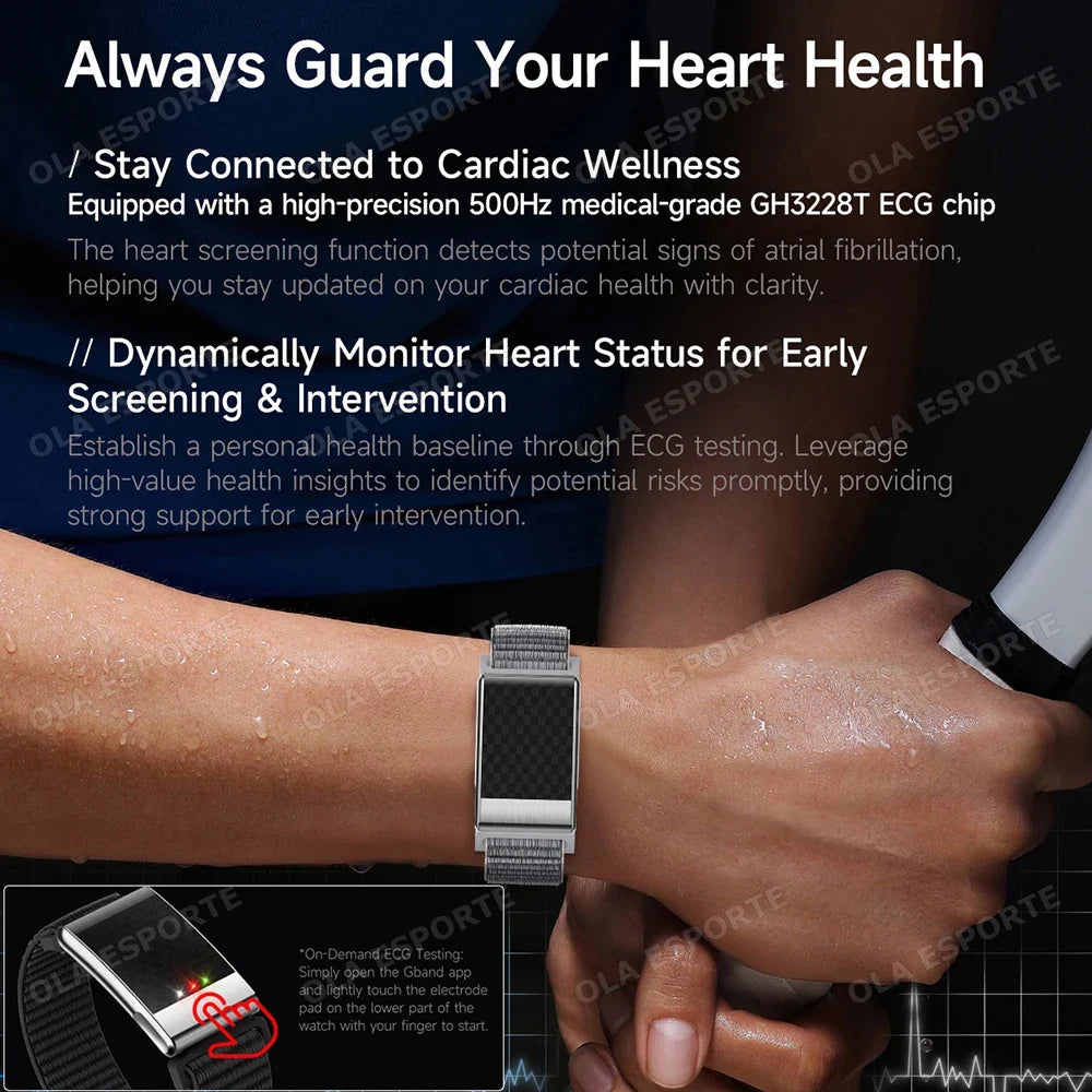2026 NO Screen Smart Bracelet ECG+PPG SOS Heart Rate Blood Pressure Stress Temperature Sports Waterproof Screenless Smartwatch