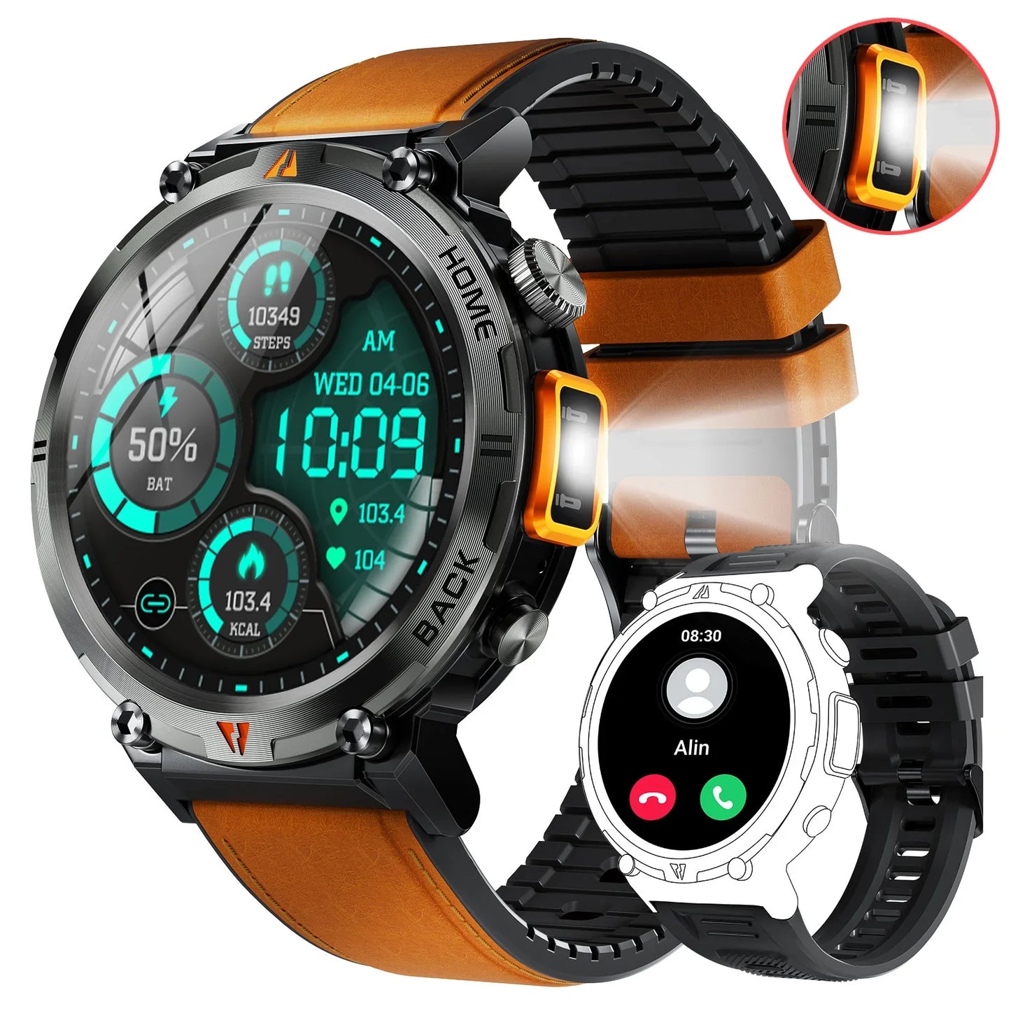EIGIIS KE3 2025 New Bluetooth Call smartwatch for men Full Touch Screen With Health Monitor heart rate Flashlight Smart watch