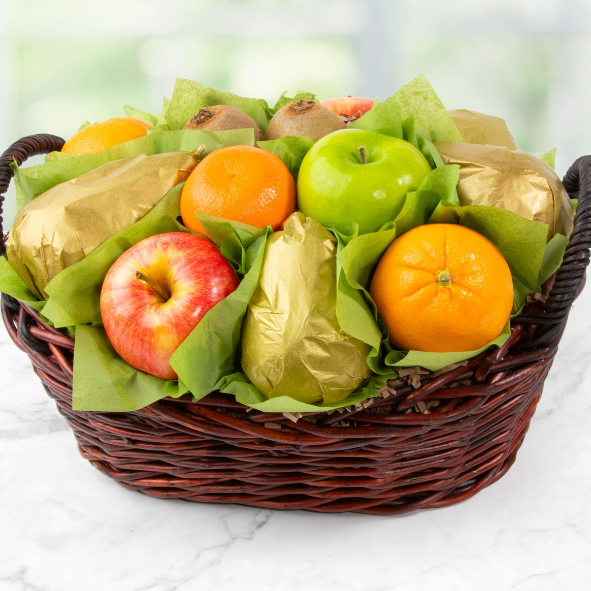 Harvest Gold Fruit Basket by A Gift Inside — Fresh Seasonal Pears & Fruits