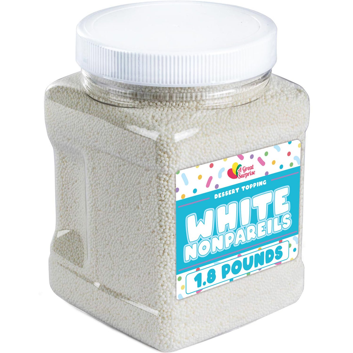 White Nonpareils Sprinkles – 1.8 lb Bulk by A Great Surprise for Cake Decorating & Baking