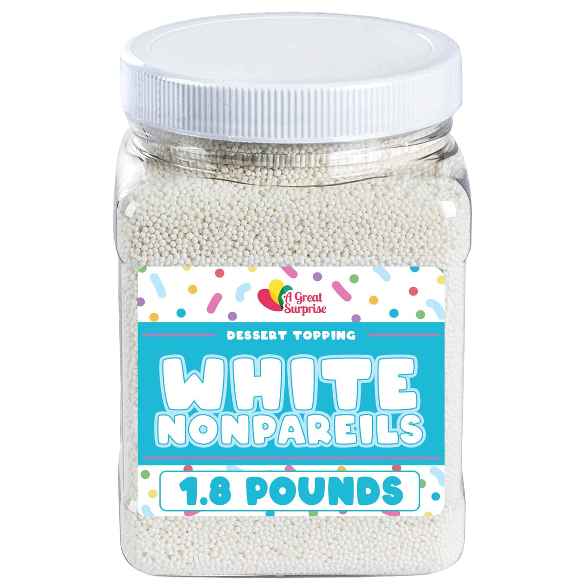 White Nonpareils Sprinkles – 1.8 lb Bulk by A Great Surprise for Cake Decorating & Baking