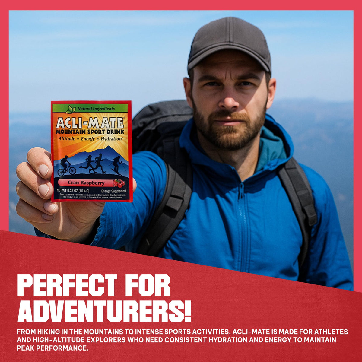 Acli-Mate Mountain Sport Drink Mix — High Altitude Hydration & Energy (Cranraspberry)